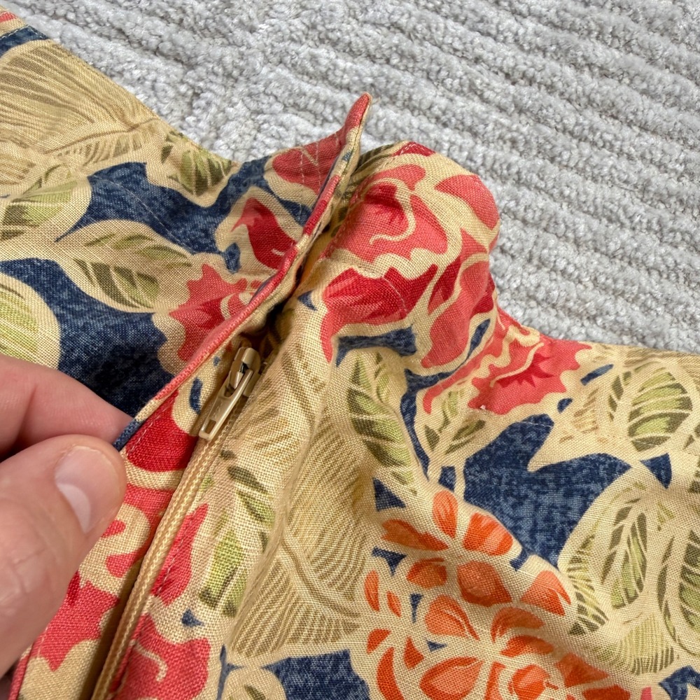 VTG Talbots Petites Floral Linen Pants Women 12P Tropical Straight Coastal 90s - Picture 9 of 12